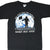 Front of black Kennedy Space Center T-shirt with astronaut, flag, and Earth graphic