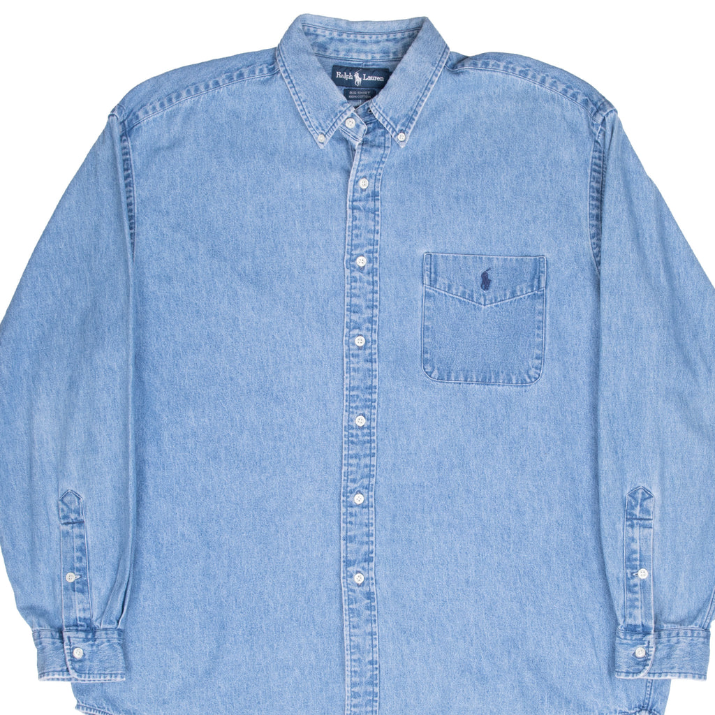 Vintage Ralph Lauren Denim Pocket Shirt 1990S Size Large