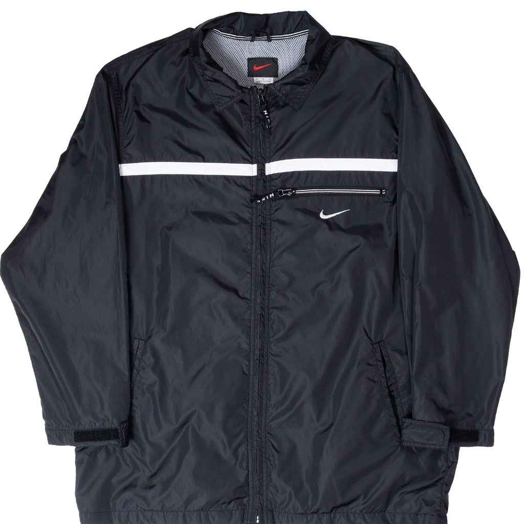 VINTAGE NIKE BLACK WINDBREAKER JACKET 1990S MEDIUM