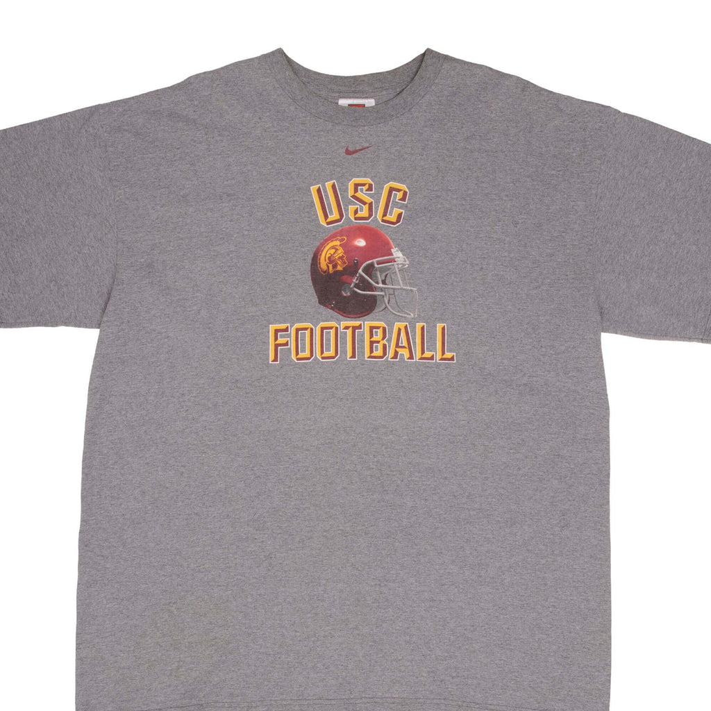 Vintage Usc Trojans Football Nike Center Swoosh Gray Tee Shirt 2000S Size XL