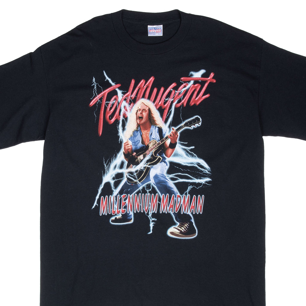 Vintage Ted Nugent Millennium Madman Tee Shirt 1990S Size XL With Single Stitch Sleeves