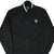 Front of black Polo Golf Ralph Lauren pullover jacket with striped collar and shield embroidery