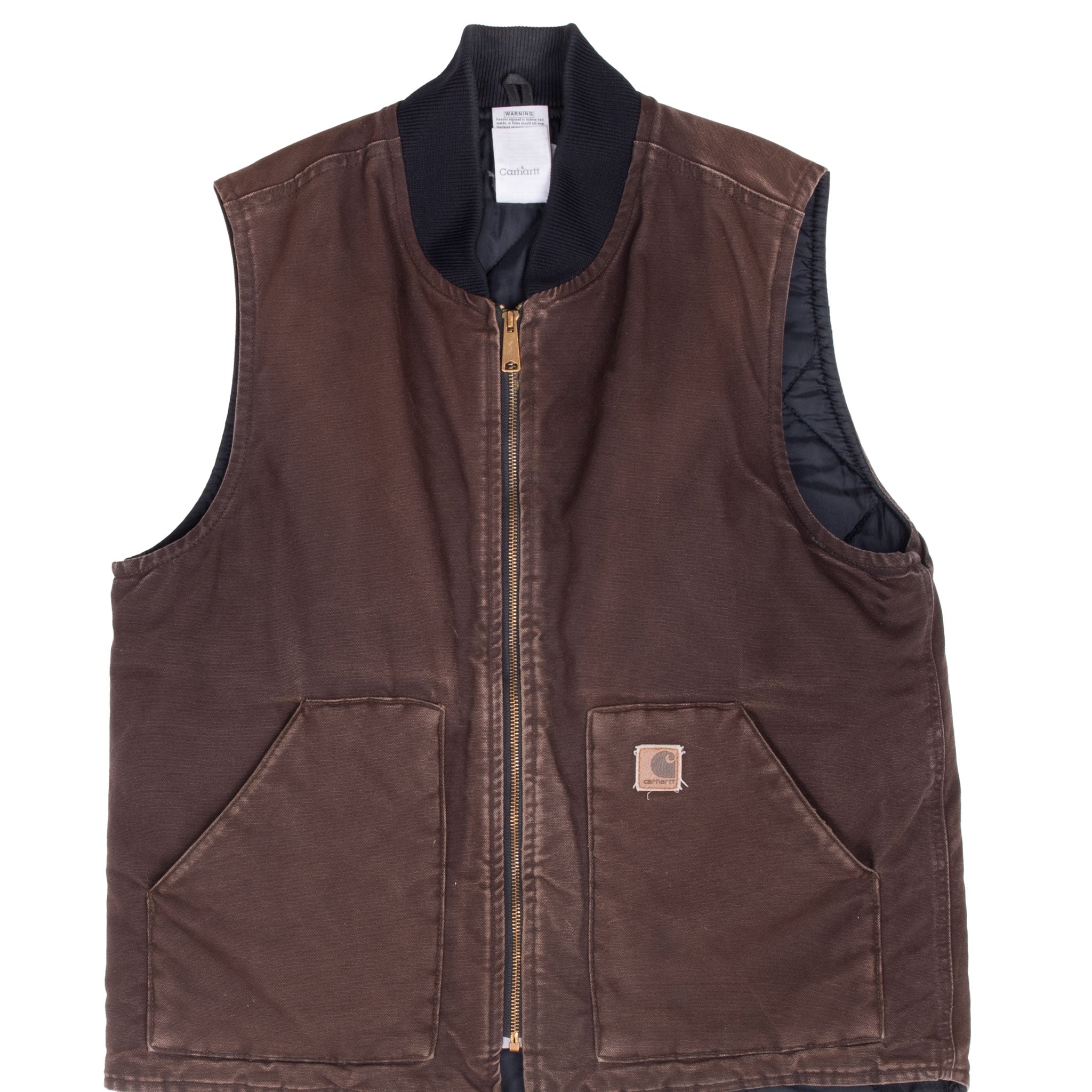 VINTAGE CARHARTT BROWN QUILT LINED VEST JACKET V02DKB 2007 SIZE LARGE TALL