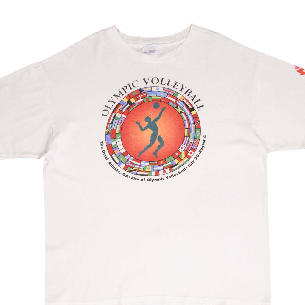 Vintage Atlanta Olympic Games 1996 Volleyball Tee Shirt Size XL Made In USA With Single Stitch Sleeves