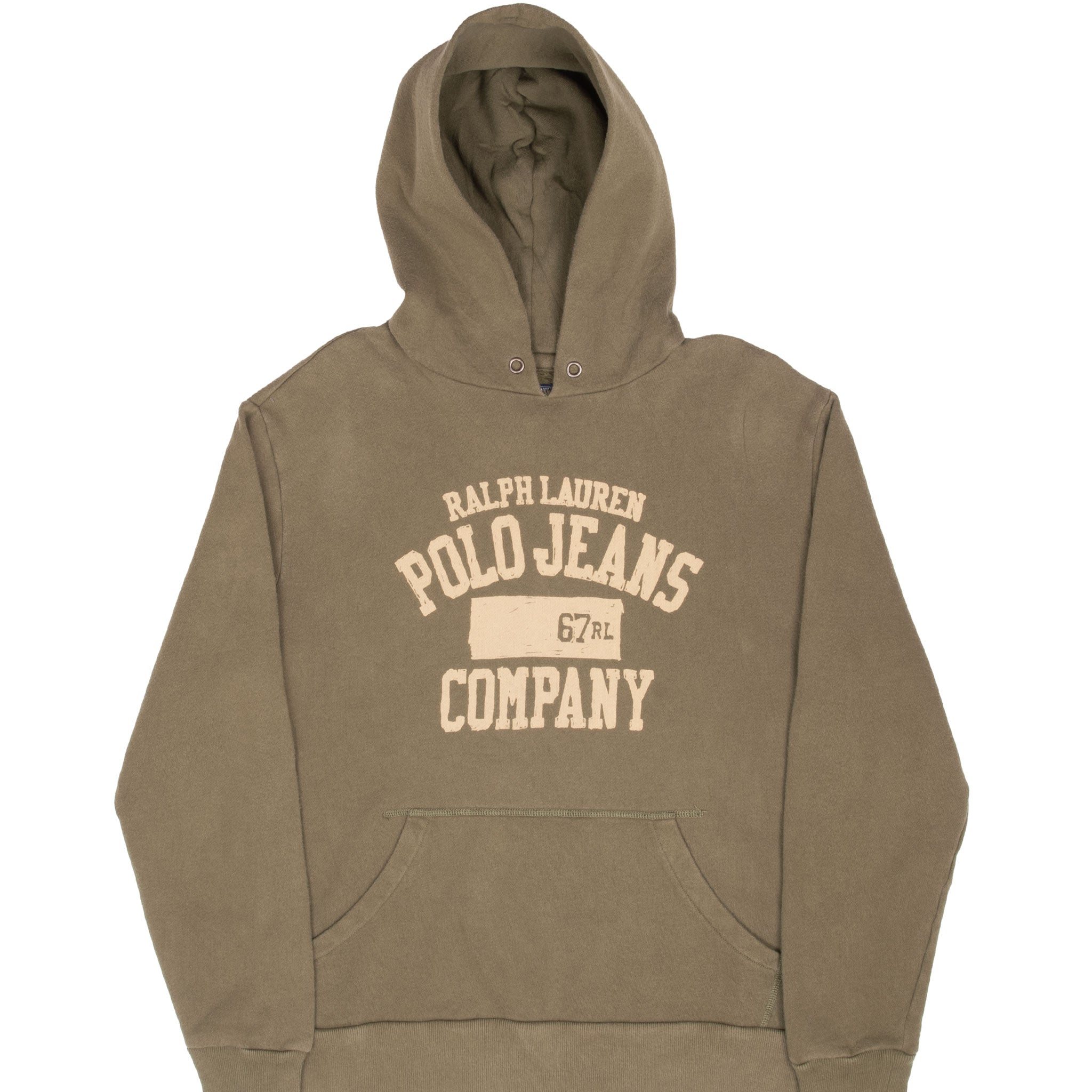 Vintage Ralph Lauren Polo Jeans Olive Green Hoodie Sweatshirt 1990S Size Medium