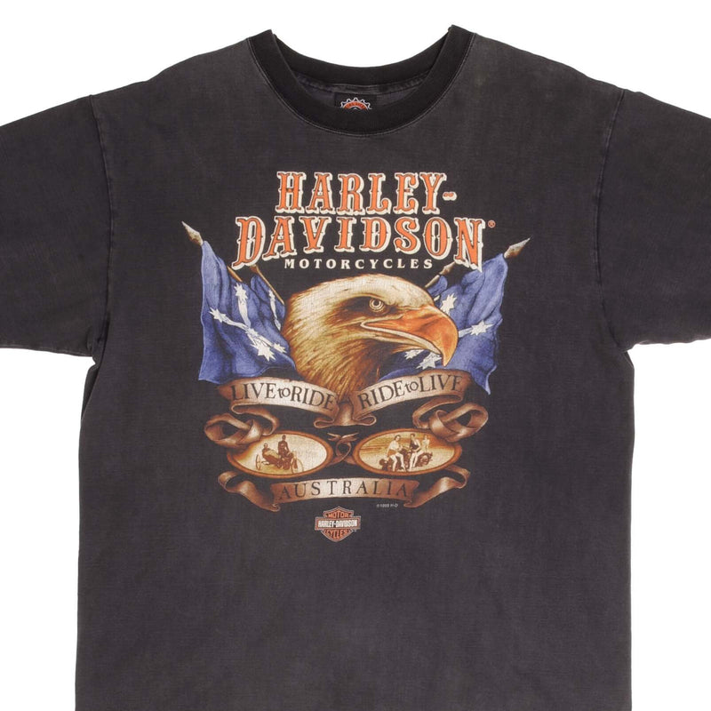 Vintage Harley Davidson Australia 1996 Size Large With Single Stitch Sleeves