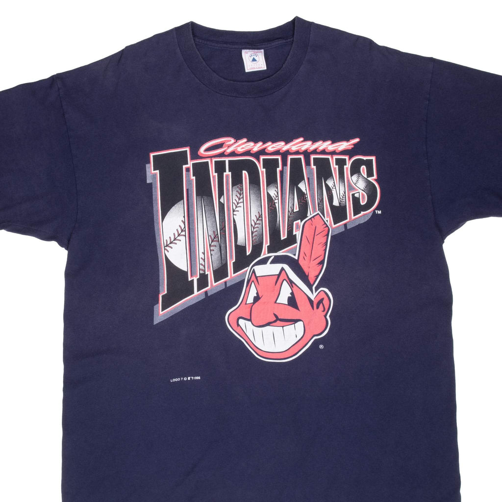 Vintage Mlb Cleveland Indians 1995 Tee Shirt Size XL Made In Usa With Single Stitch Sleeves