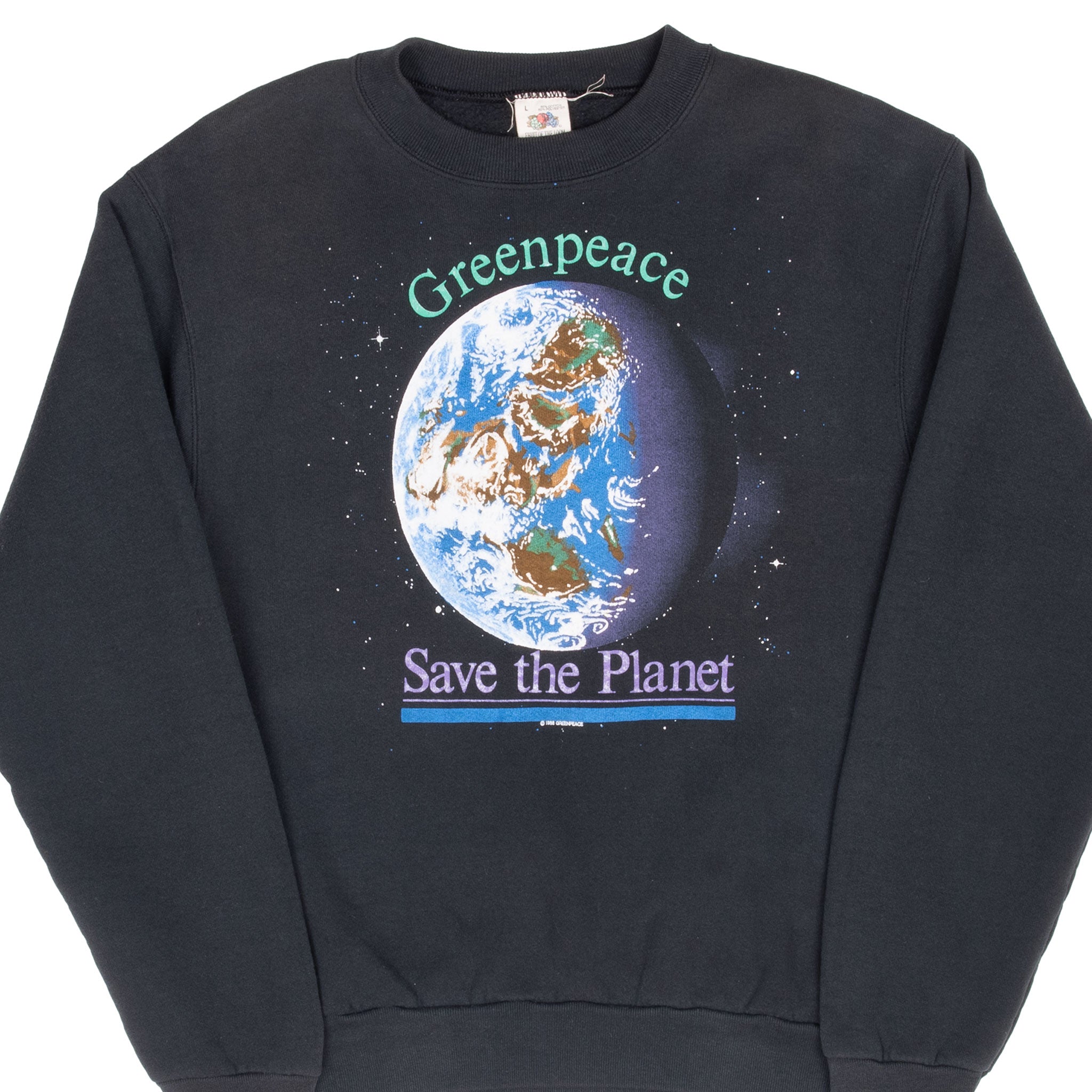Vintage Green Peace Save The Planet 1988 Sweatshirt Size Medium Made In Usa