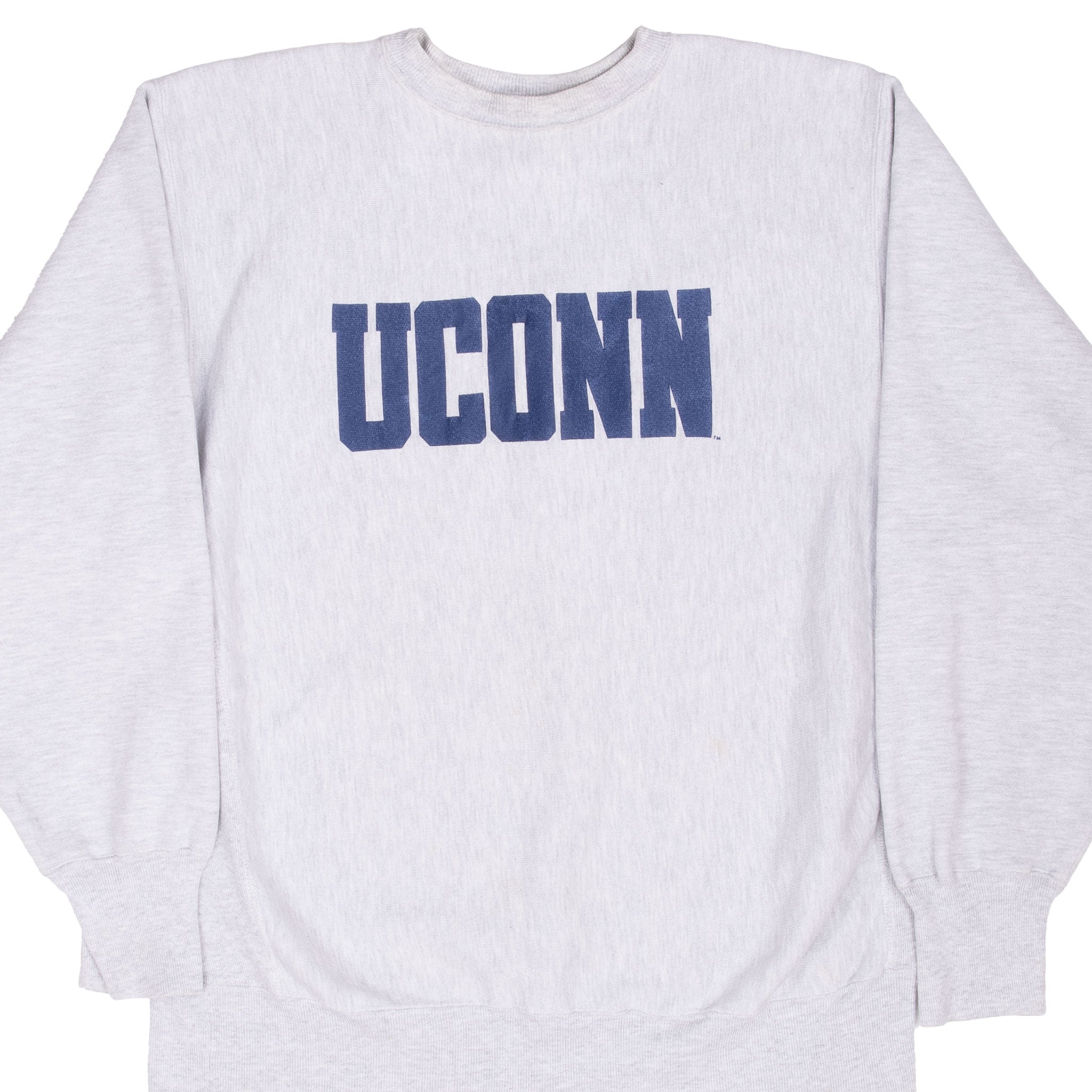 Vintage Champion Reverse Weave Uconn Crewneck Grey Sweatshirt 1990S Size XL
