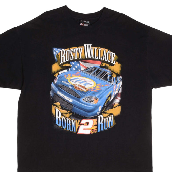 Vintage Nascar Rusty Wallace Harley Davidson Born 2 Run Tee Shirt 2000 Size XL