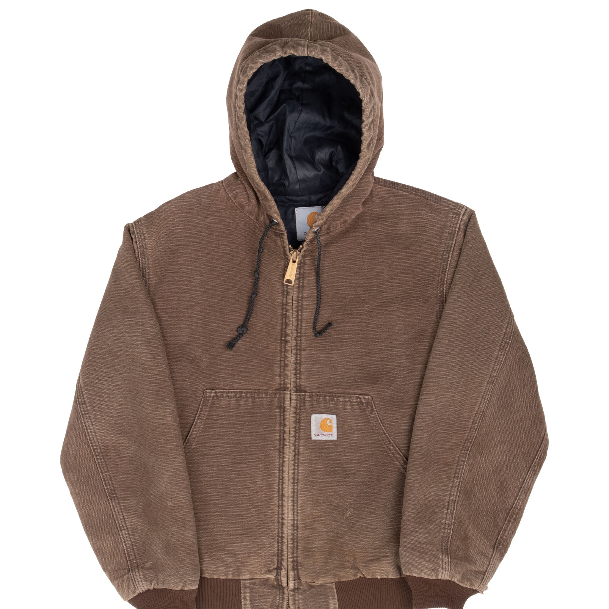 Vintage Carhartt Brown Active Worker Kids Jacket JQ682 1990S Size Medium Youth Made In Usa