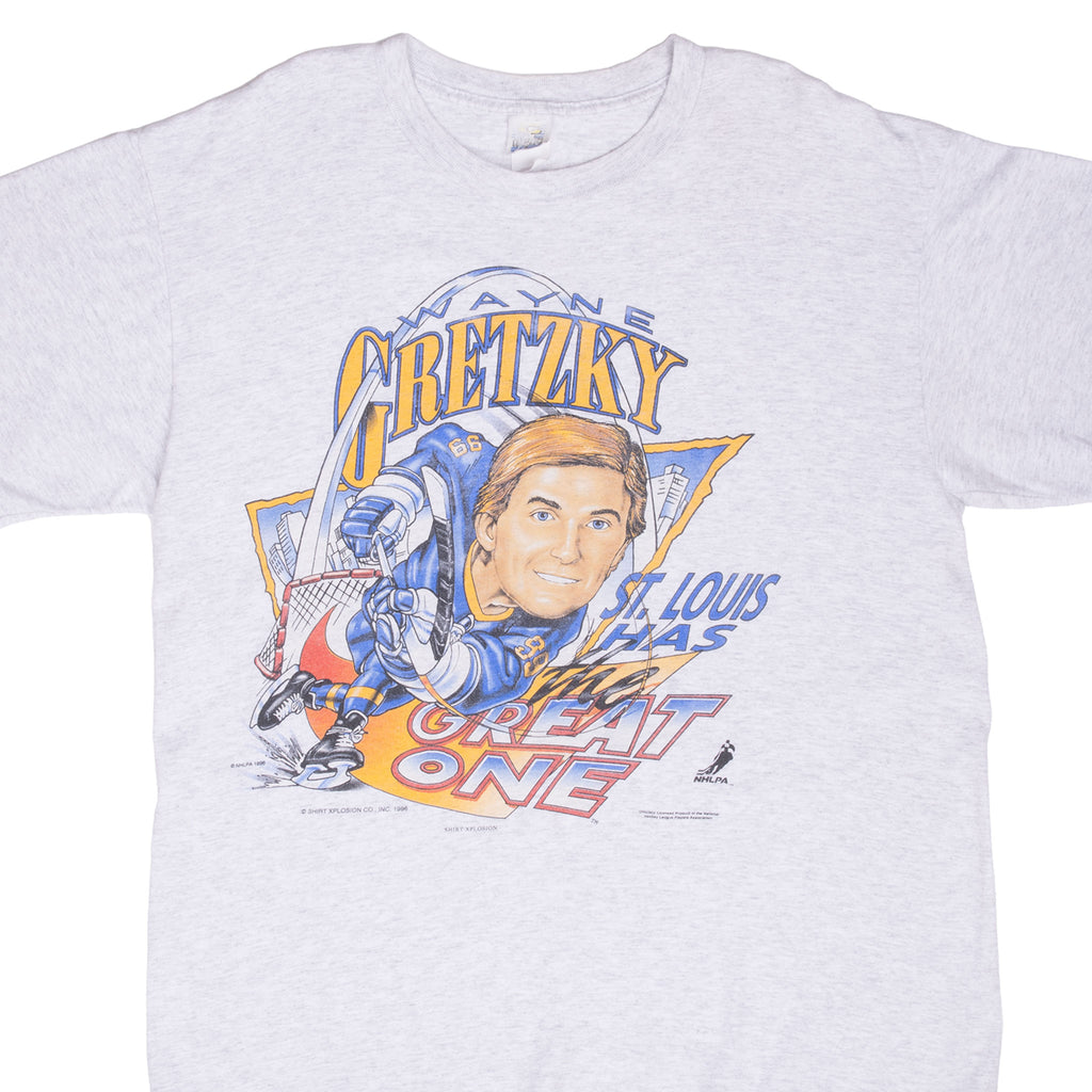 Vintage Nike Nhl St Louis Blues Wayne Gretzki Tee Shirt 1996 Size XL Made In Usa With Single Stitch Sleeves