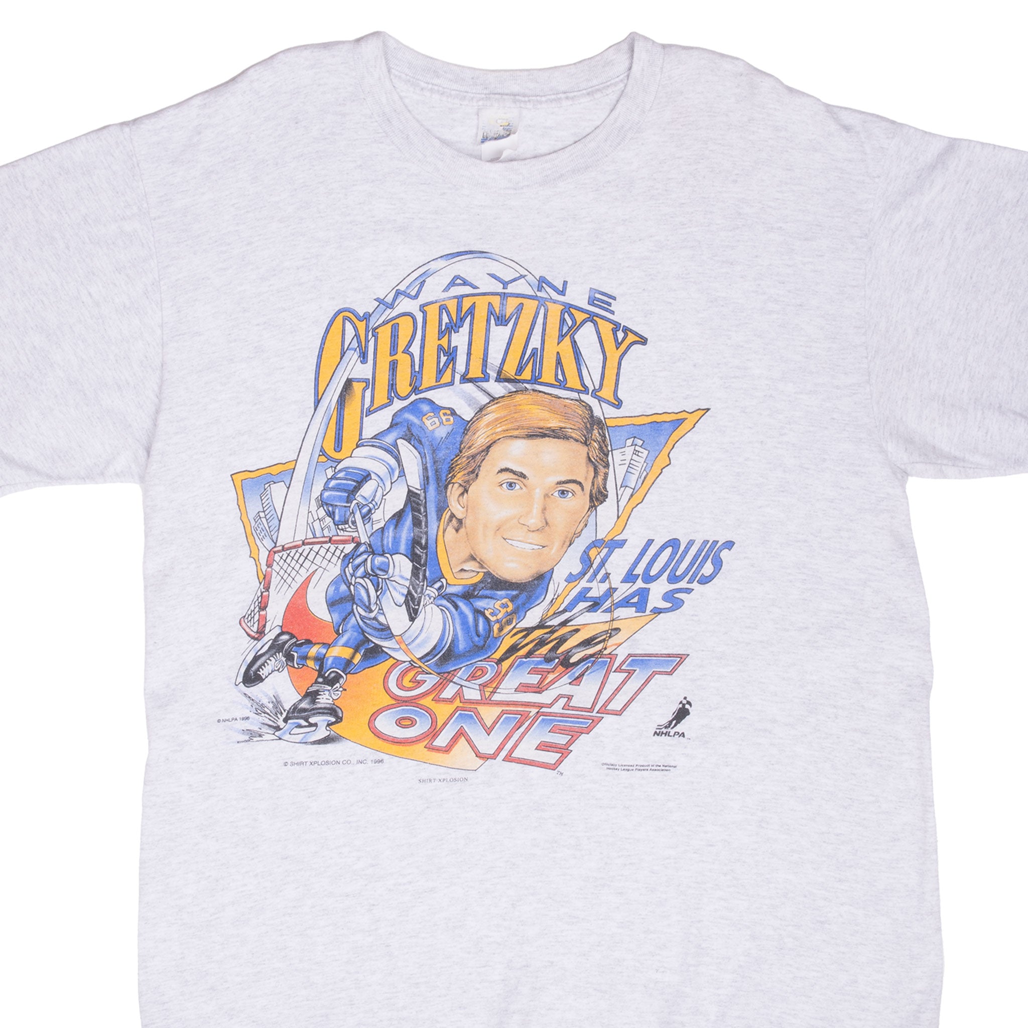 Vintage Nike Nhl St Louis Blues Wayne Gretzki Tee Shirt 1996 Size XL Made In Usa With Single Stitch Sleeves