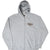 Front of gray Harley-Davidson zip-up hoodie with small chest graphic and pouch pockets