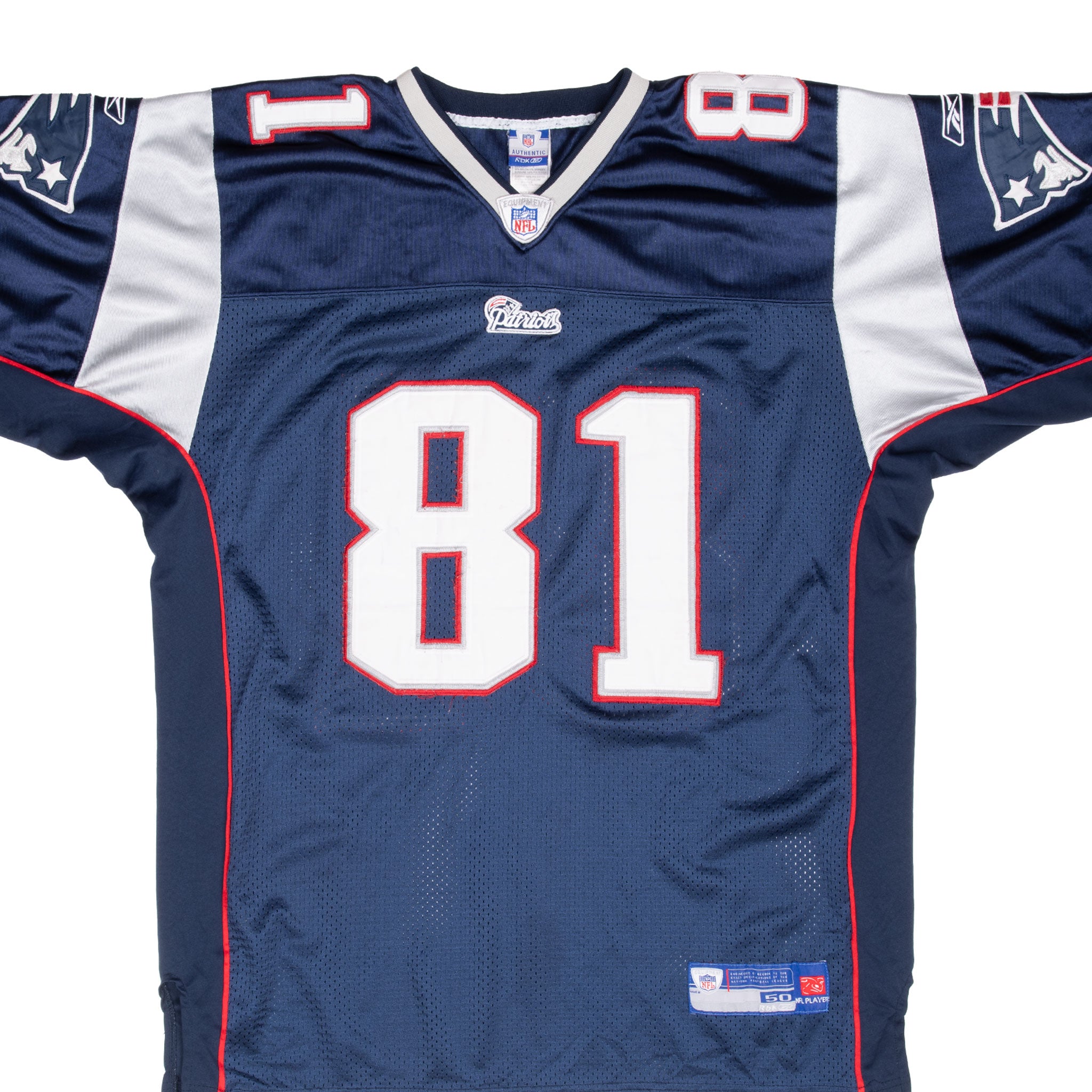 Vintage Nfl New England Patriots Moss #81 Reebok Jersey 2000S Size 50