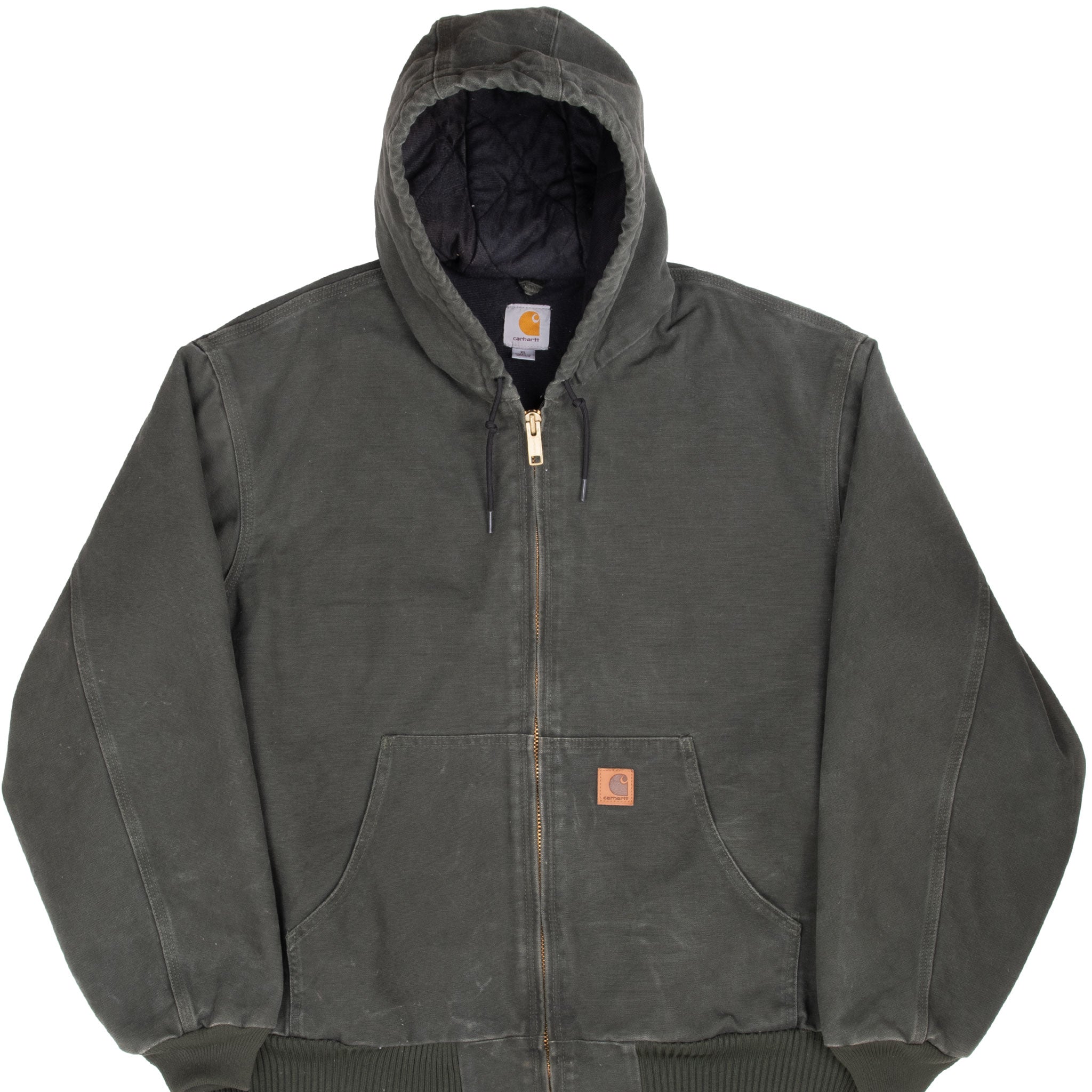 Vintage Carhartt Green Active Hooded Jacket J130Mos 2015 Size Xl