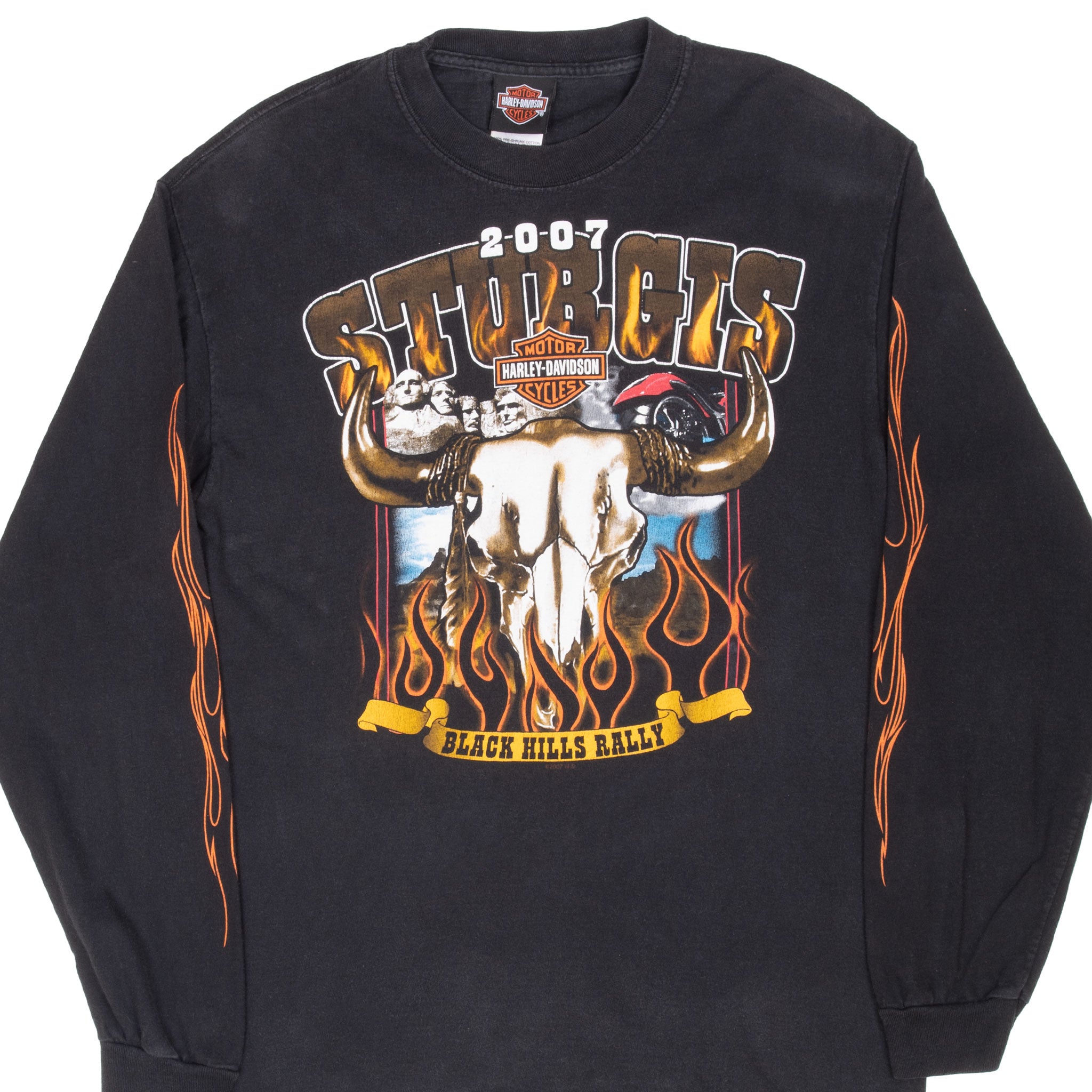 Vintage Harley Davidson Sturgis 2007 Long Sleeve Tee Shirt Size Medium Made In Usa