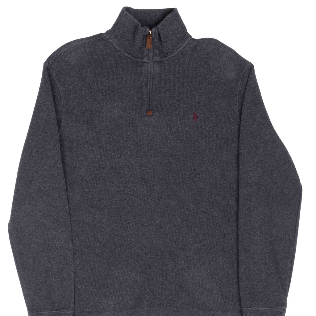 Vintage Polo Ralph Lauren Dark Grey Quarter 1/4 Zip Sweater 1990S Size Small