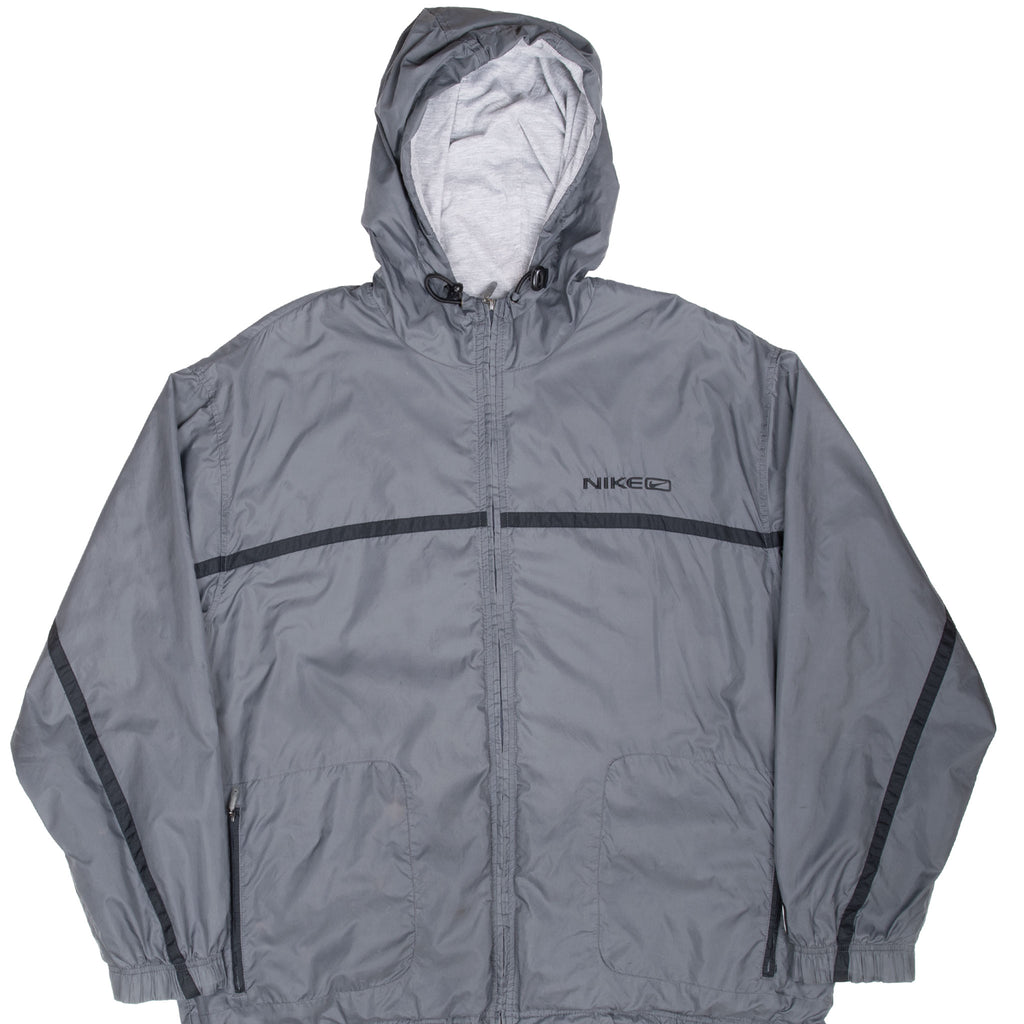 Vintage Nike Grey Hooded Windbreaker Jacket 2000S Size Large