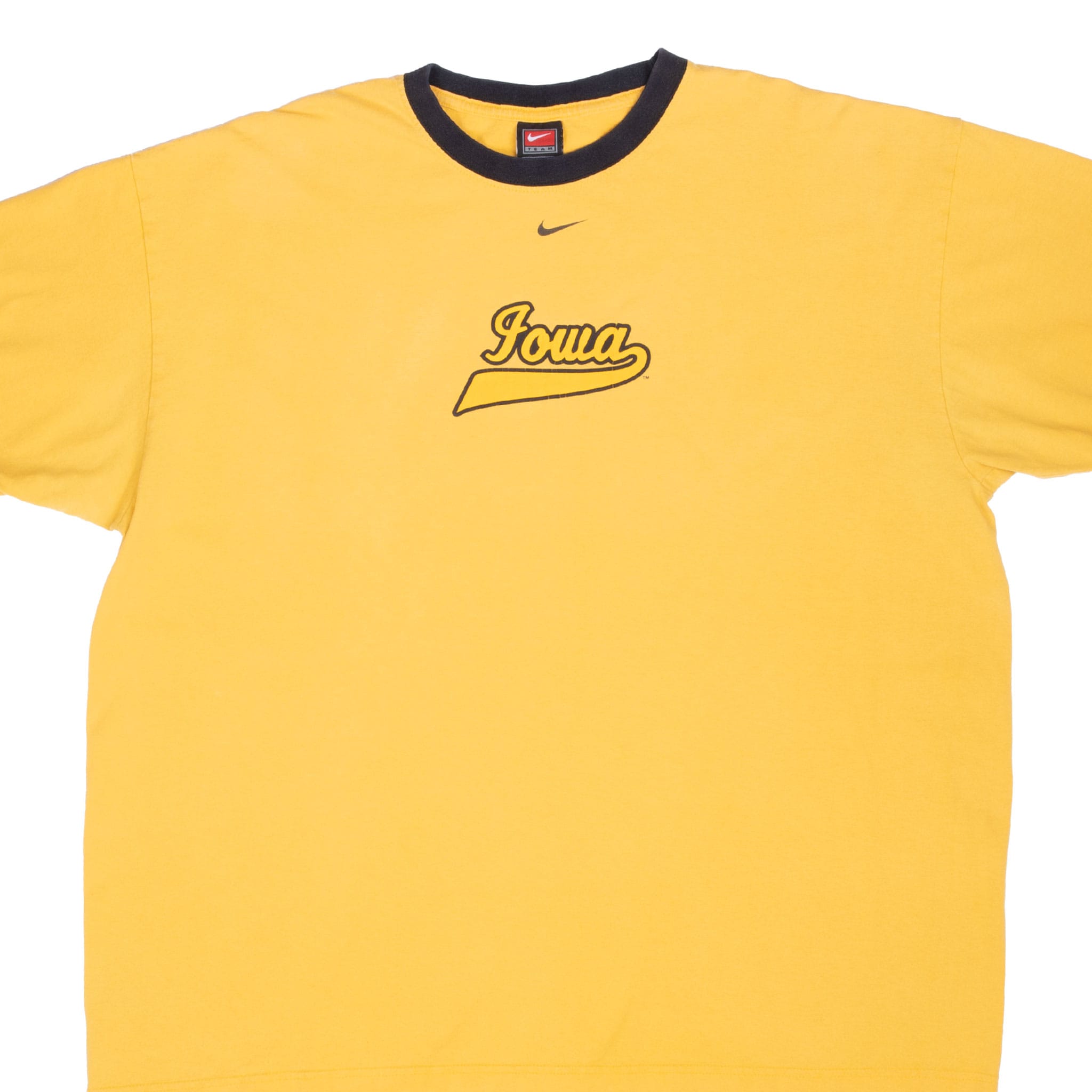 VINTAGE NIKE NCAA UNIVERSITY OF IOWA 1990S YELLOW TEE SHIRT 2XL