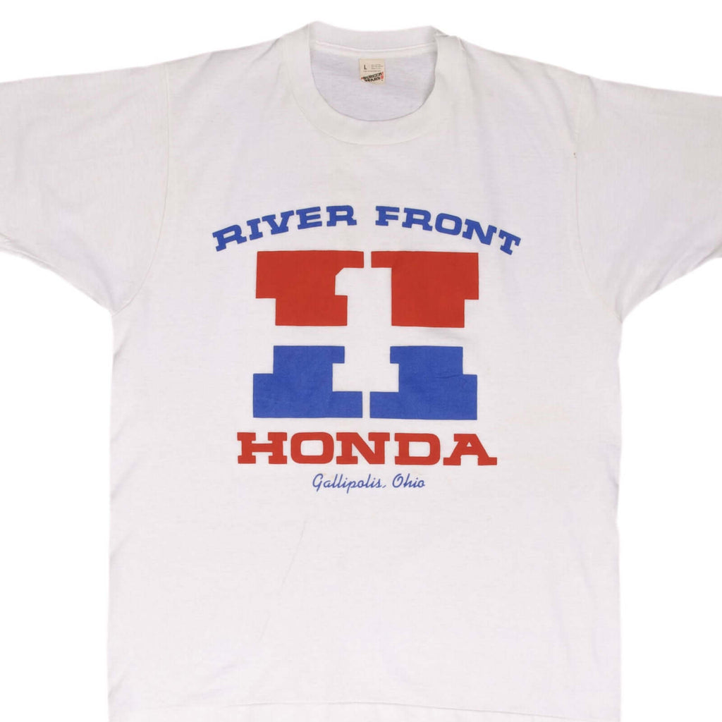 Vintage Honda River Front Tee Shirt 1980S Size Medium Made In USA With Single Stitch Sleeves