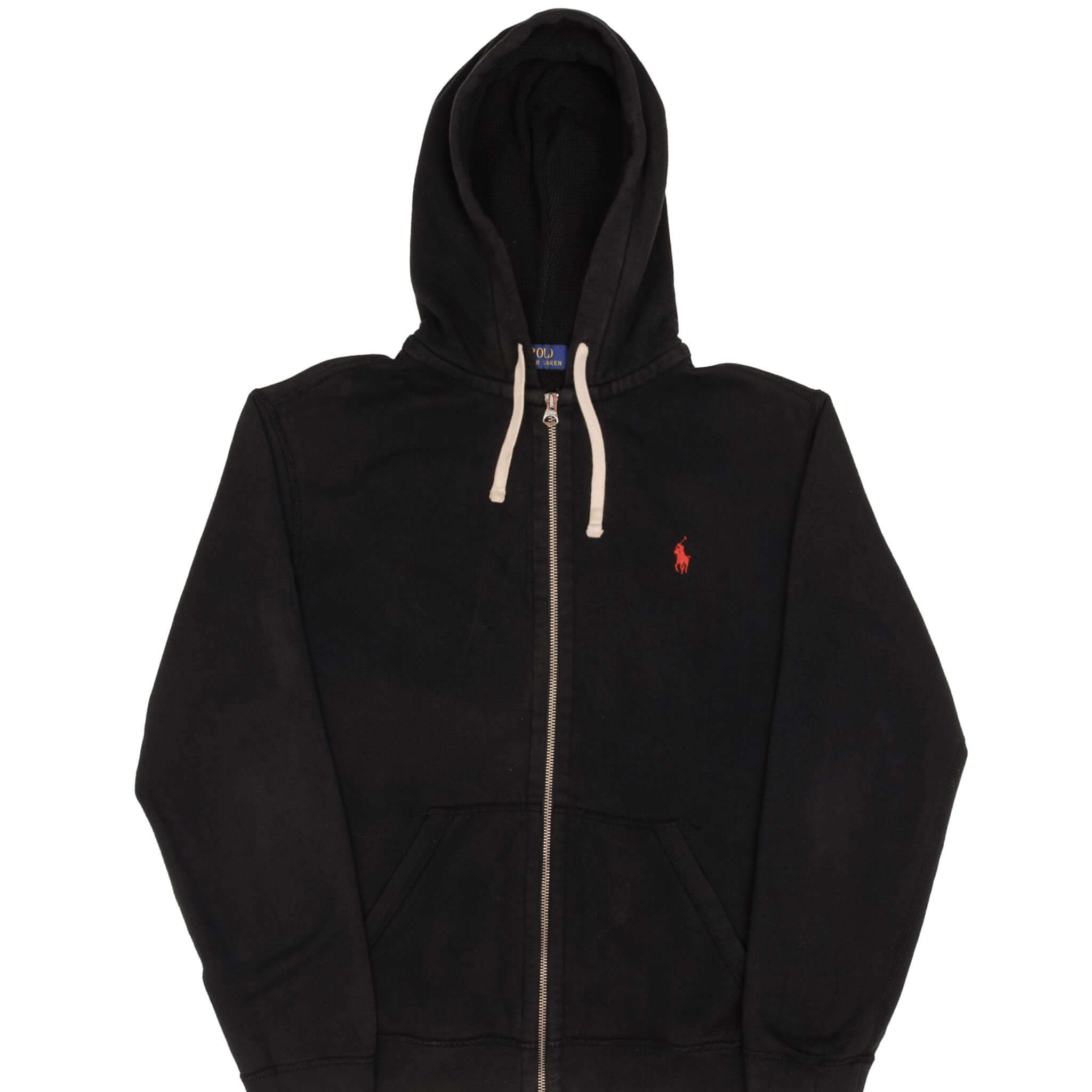 Vintage Ralph Lauren Full Zip Classic Black Hoodie Sweatshirt Size Medium
