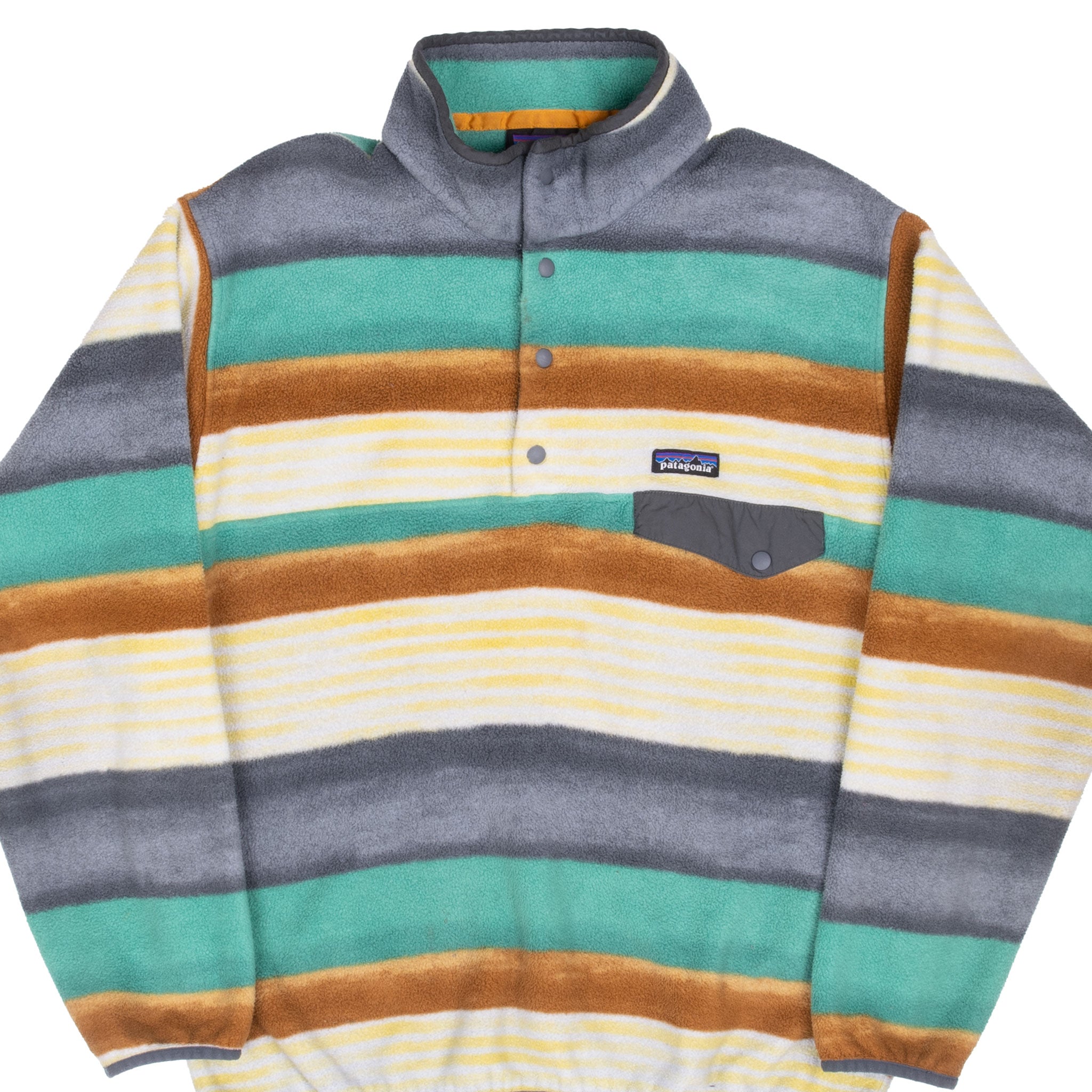 Vintage Patagonia Synchilla Snap T Striped Fleece Pullover Size Large