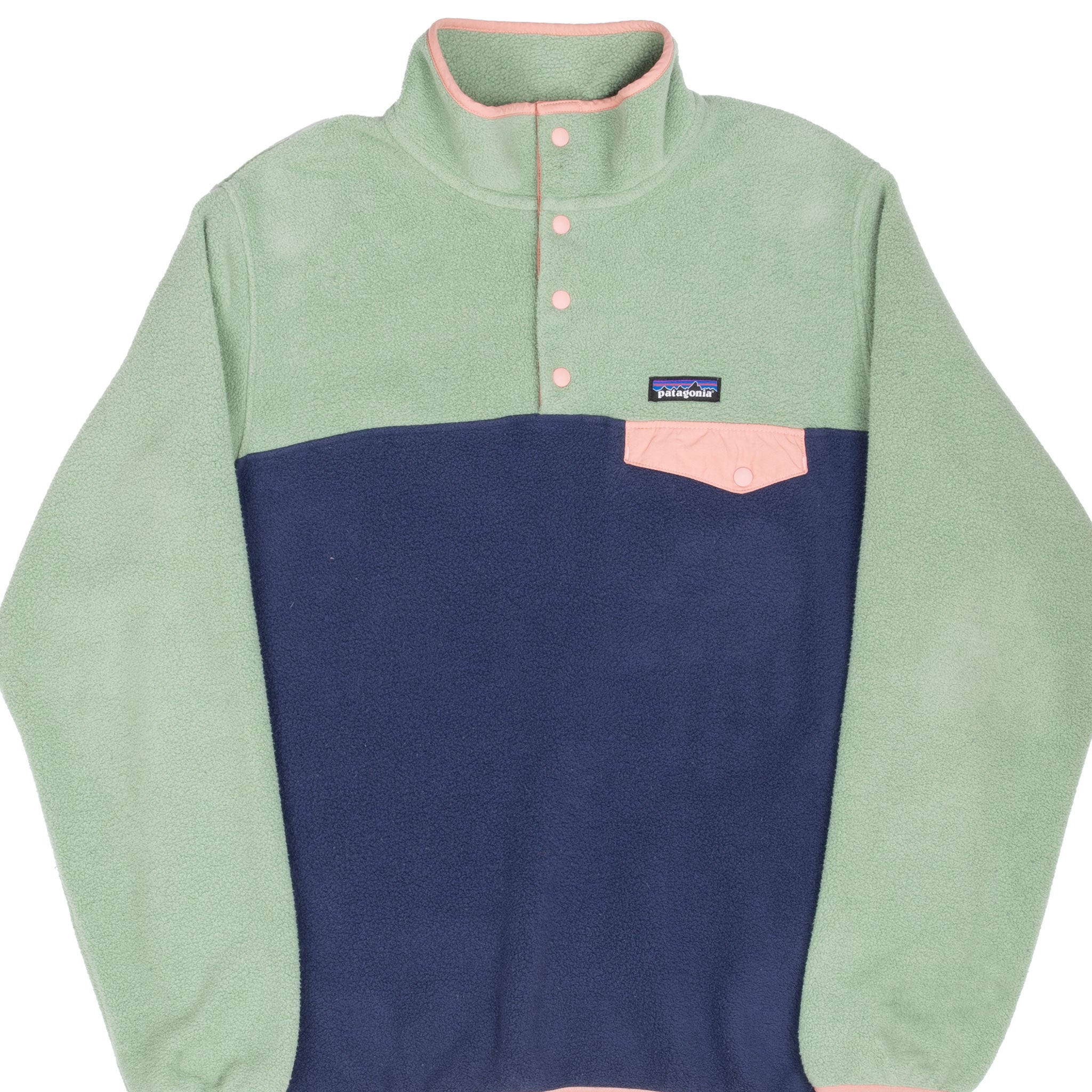 Vintage Patagonia Synchilla Snap T Sage Green And Blue Fleece Pullover Size Large