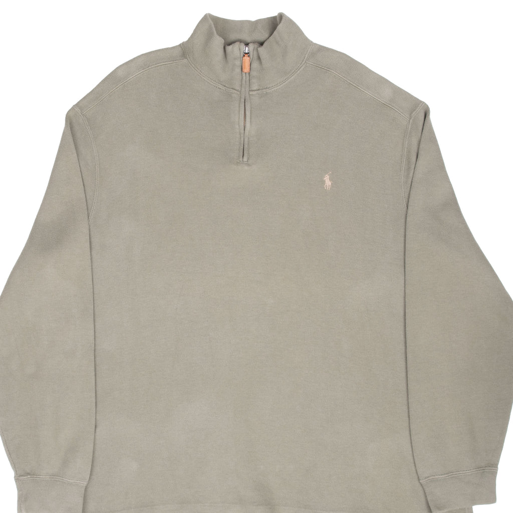 Vintage Polo Ralph Lauren Sage Green Quarter 1/4 Zip Sweater 1990s Size 2XL