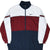 Front of Nike windbreaker jacket with white, burgundy and navy color blocking