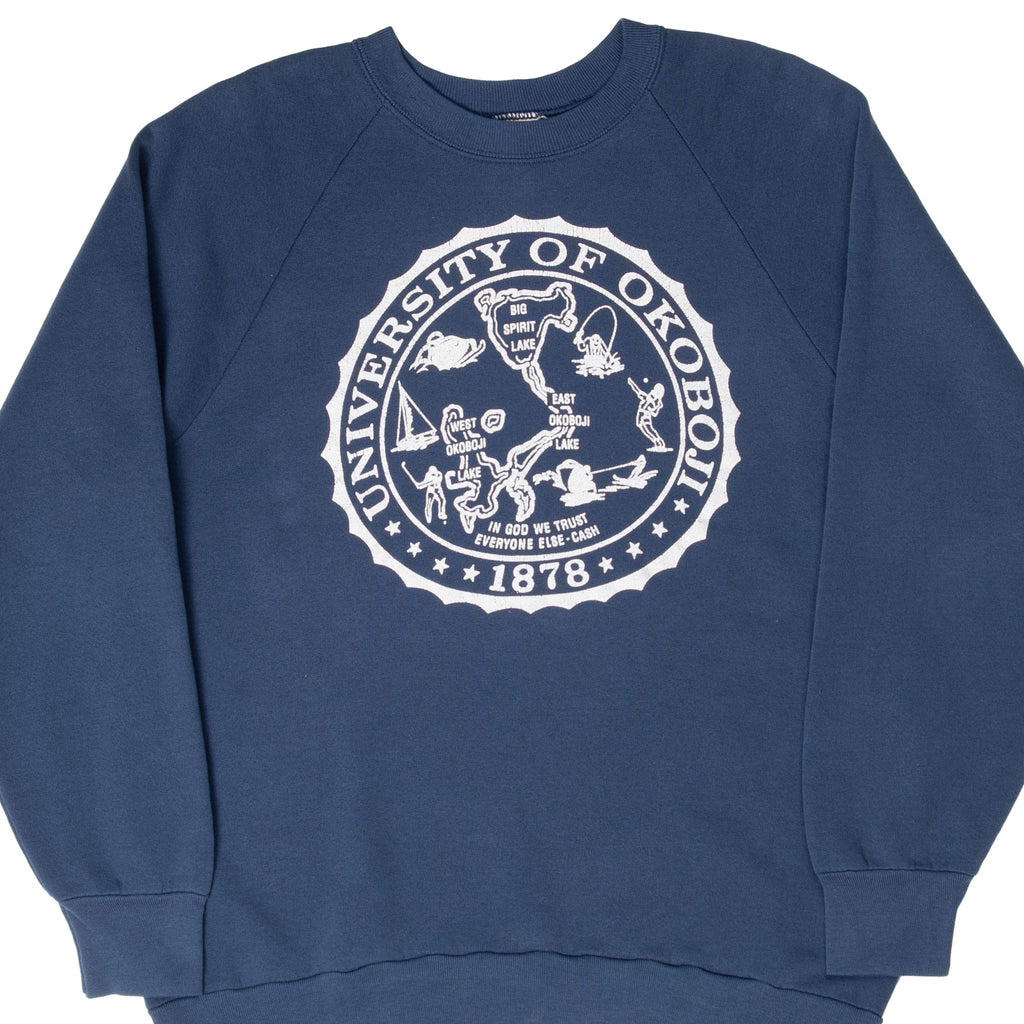 VINTAGE UNIVERSITY OF OKOBOJI 1980S SWEATSHIRT SIZE LARGE MADE IN USA