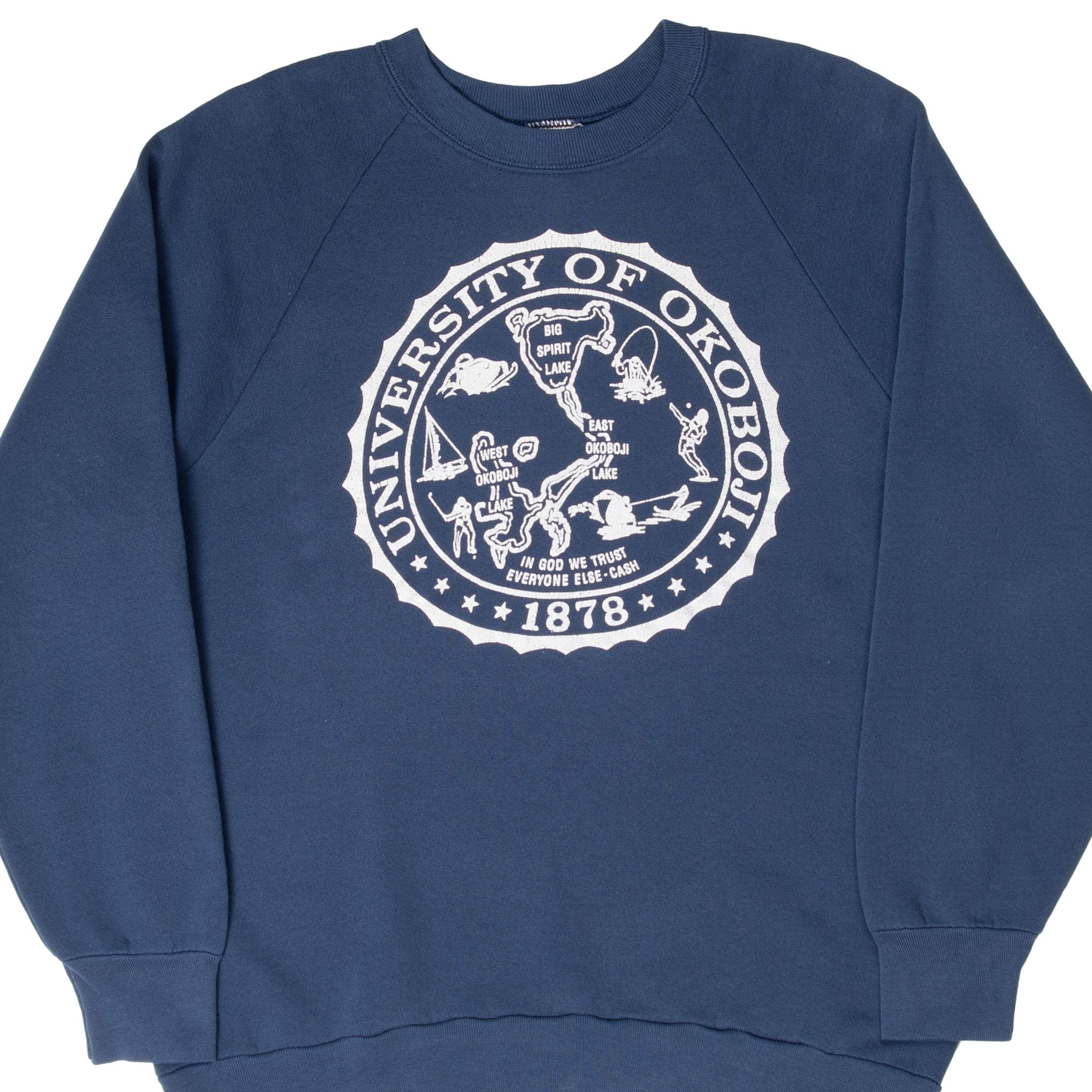 VINTAGE UNIVERSITY OF OKOBOJI 1980S SWEATSHIRT SIZE LARGE MADE IN USA