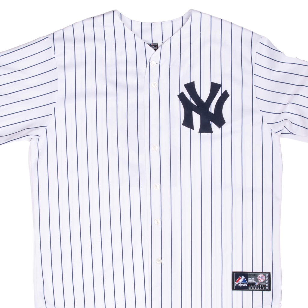 Vintage Mlb New York Yankees Derek Jeter #13 Majestic Jersey 2000S Size XL Made In Usa