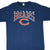 Cropped front view of navy Chicago Bears T-shirt with orange and white team logo print