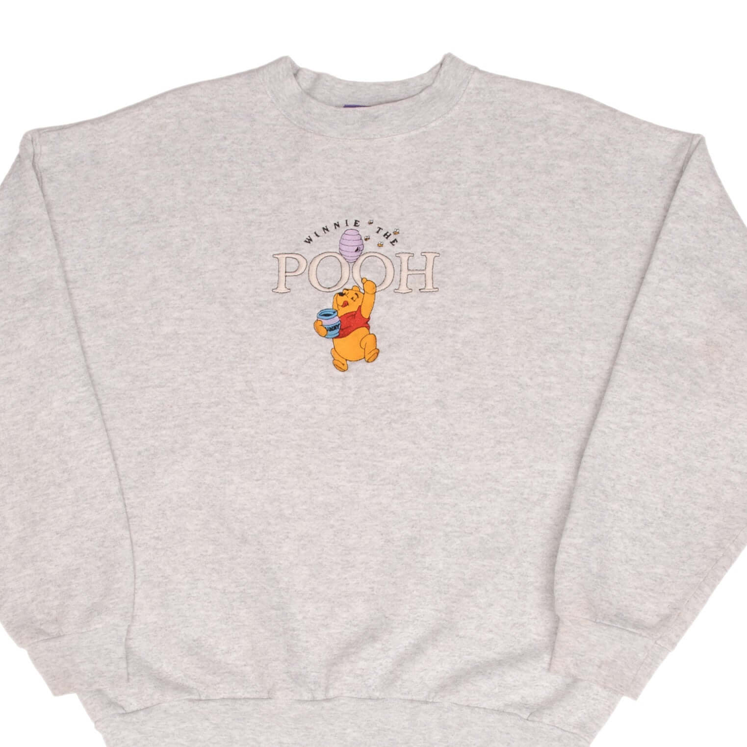 Vintage Disney Winnie The Pooh Embroidered 1990S Grey Sweatshirt Size Large