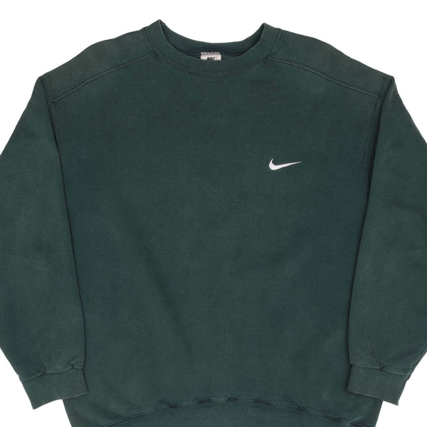 Vintage Pine Green Nike Swoosh Sweatshirt 1990S Size Large Made In USA