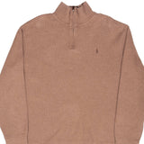 Vintage Polo Ralph Lauren Brown Quarter 1/4 Zip Sweater 1990S Size Large