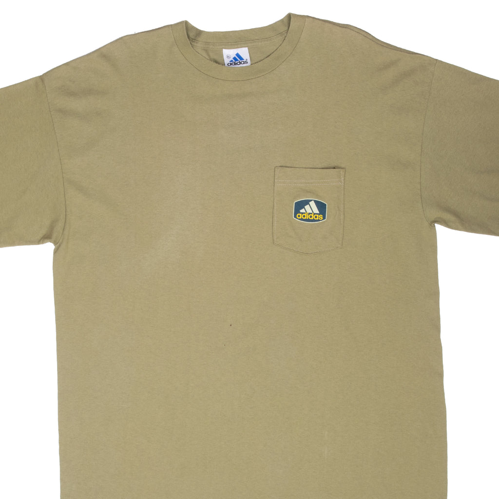 Vintage Adidas Green Pocket Tee Shirt 1990S Size XL Made In Usa