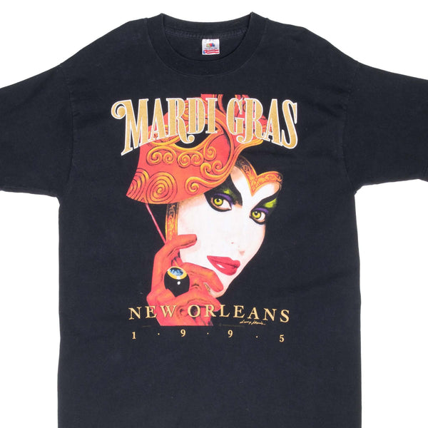 Vintage New Orleans Mardi Gras 1995 Nola Tee Shirt Size Large Made In Usa With Single Stitch Sleeves