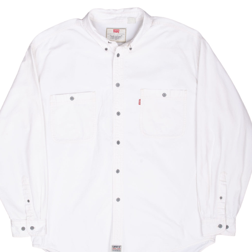 VINTAGE LEVIS RED TAB DENIM WHITE 2 POCKETS SHIRT 1990S SIZE XL