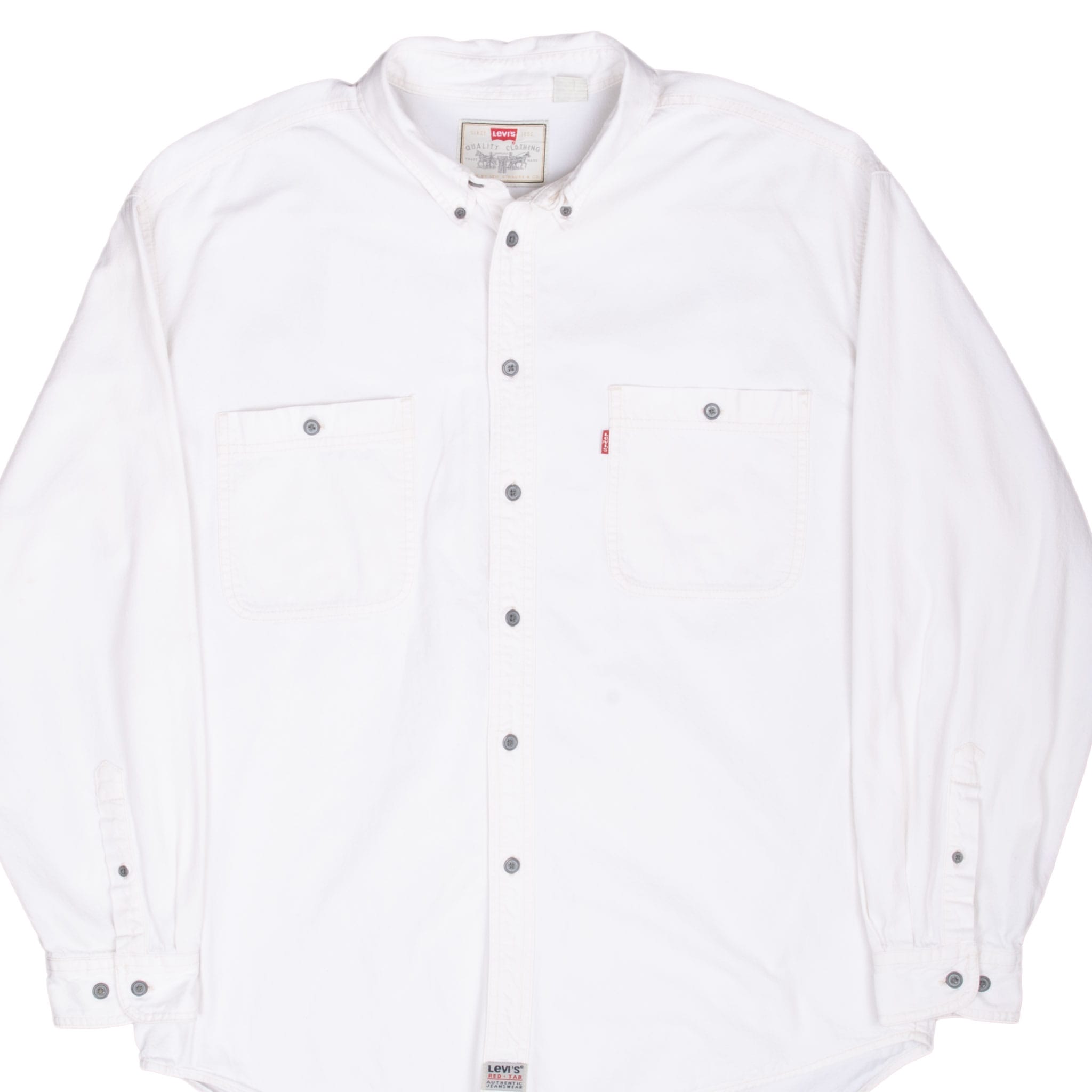 VINTAGE LEVIS RED TAB DENIM WHITE 2 POCKETS SHIRT 1990S SIZE XL