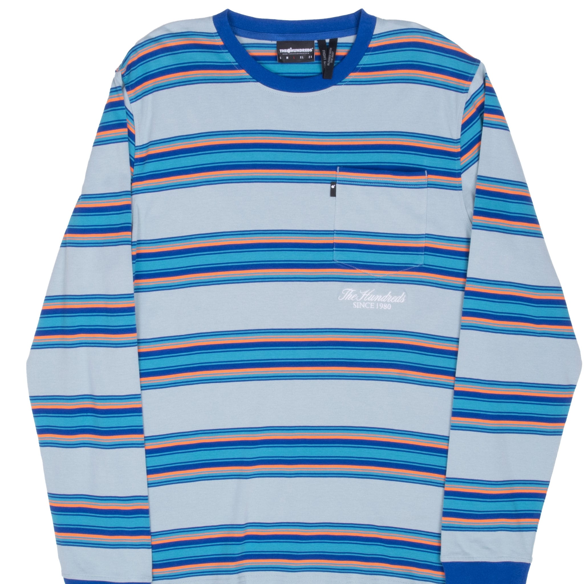 THE HUNDREDS STRIPES LONG SLEEVE POCKET TEE SHIRT SIZE LARGE DEADSTOCK