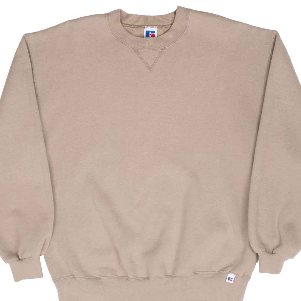 Vintage Russell Athletic Beige Blank Sweatshirt 1990S Large Made In Usa