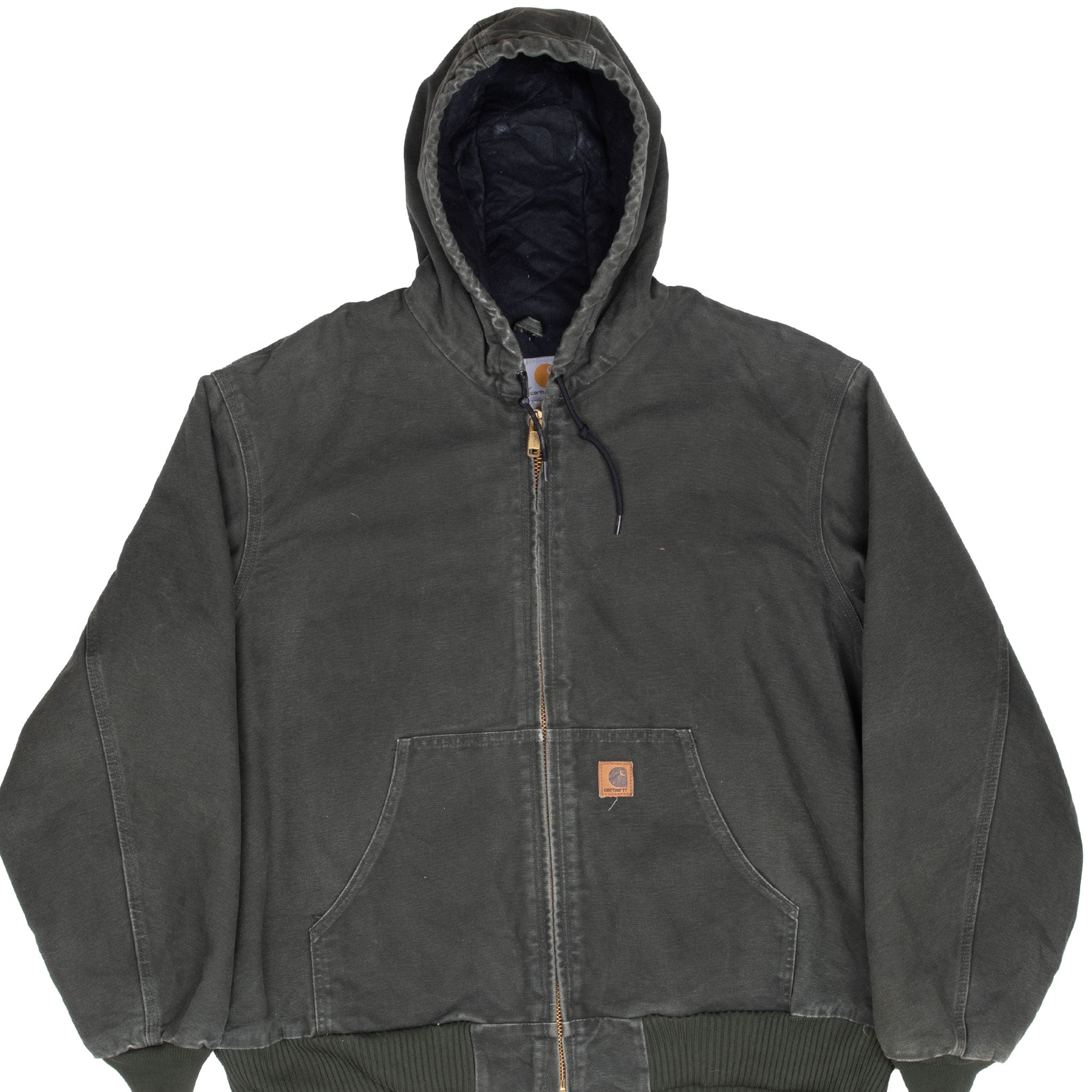 Vintage Carhartt Green Active Hooded Jacket J130Mos 1990S Size XL