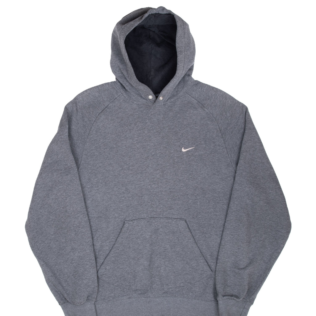 VINTAGE NIKE CLASSIC SWOOSH DARK GREY HOODIE SWEATSHIRT 2000S MEDIUM
