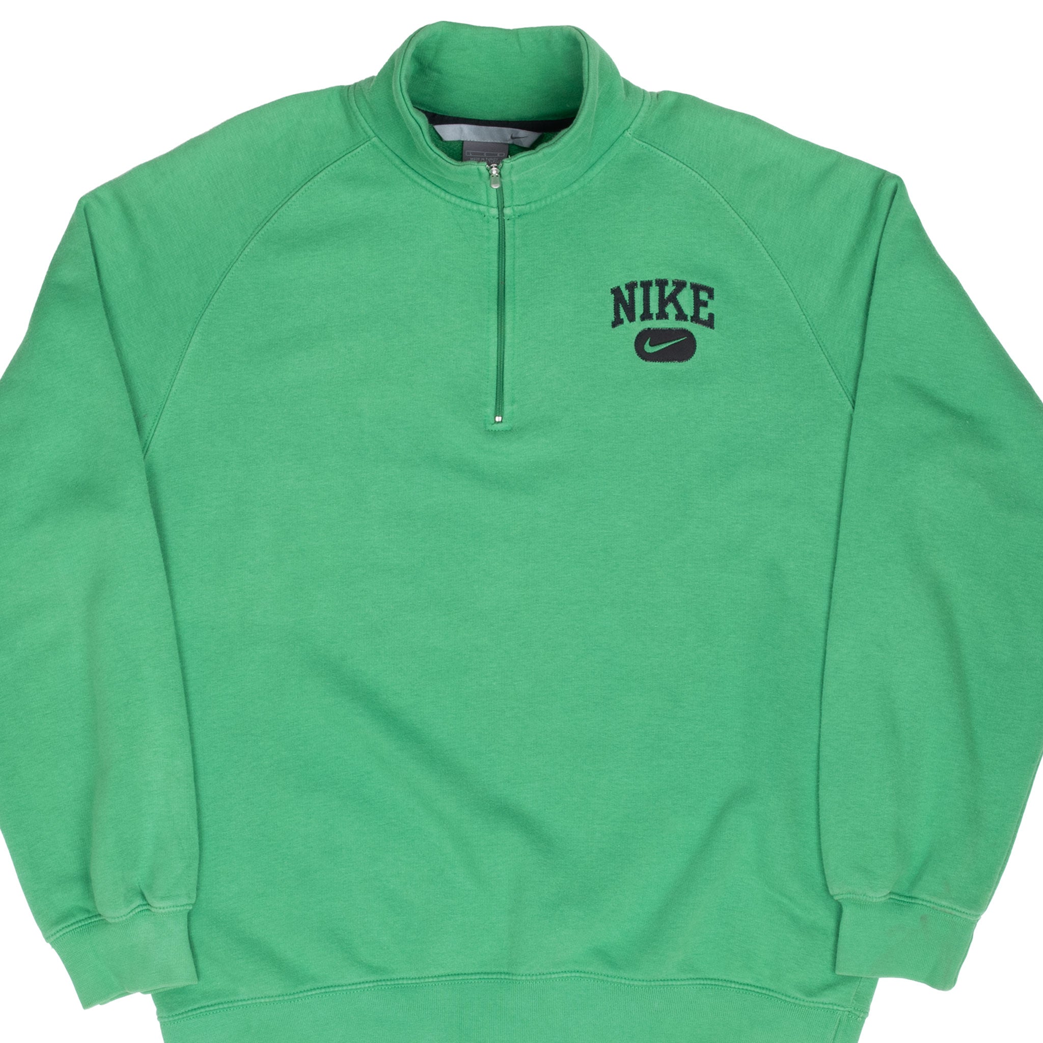 Vintage Nike Swoosh Spellout Quarter Zip Green Sweatshirt 2000S Size Large