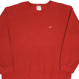 Vintage Nike Classic Swoosh Red Crewneck Sweatshirt 1990S Size XL Made In USA