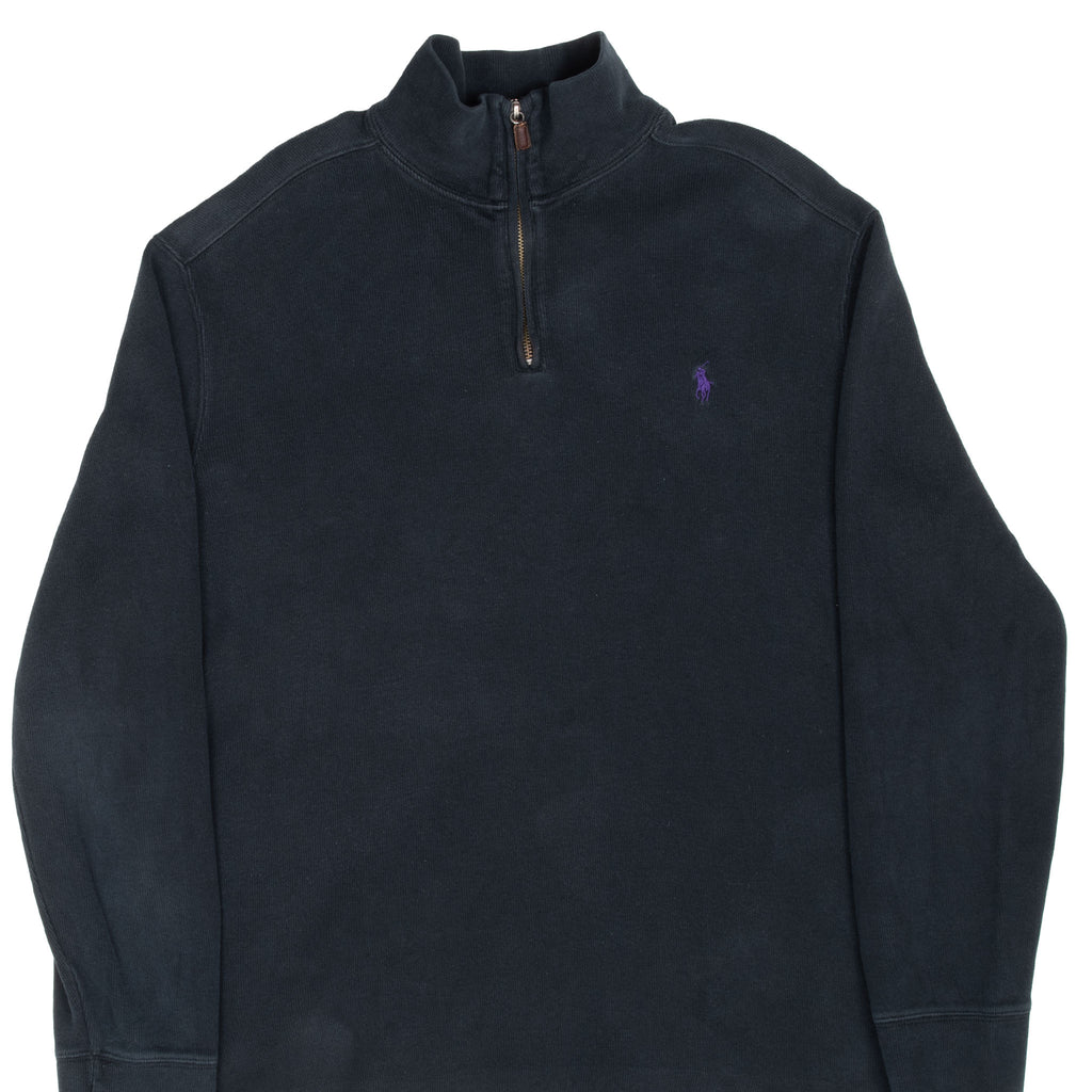 Vintage Polo Ralph Lauren Black Quarter 1/4 Zip Sweater 1990S Size Large