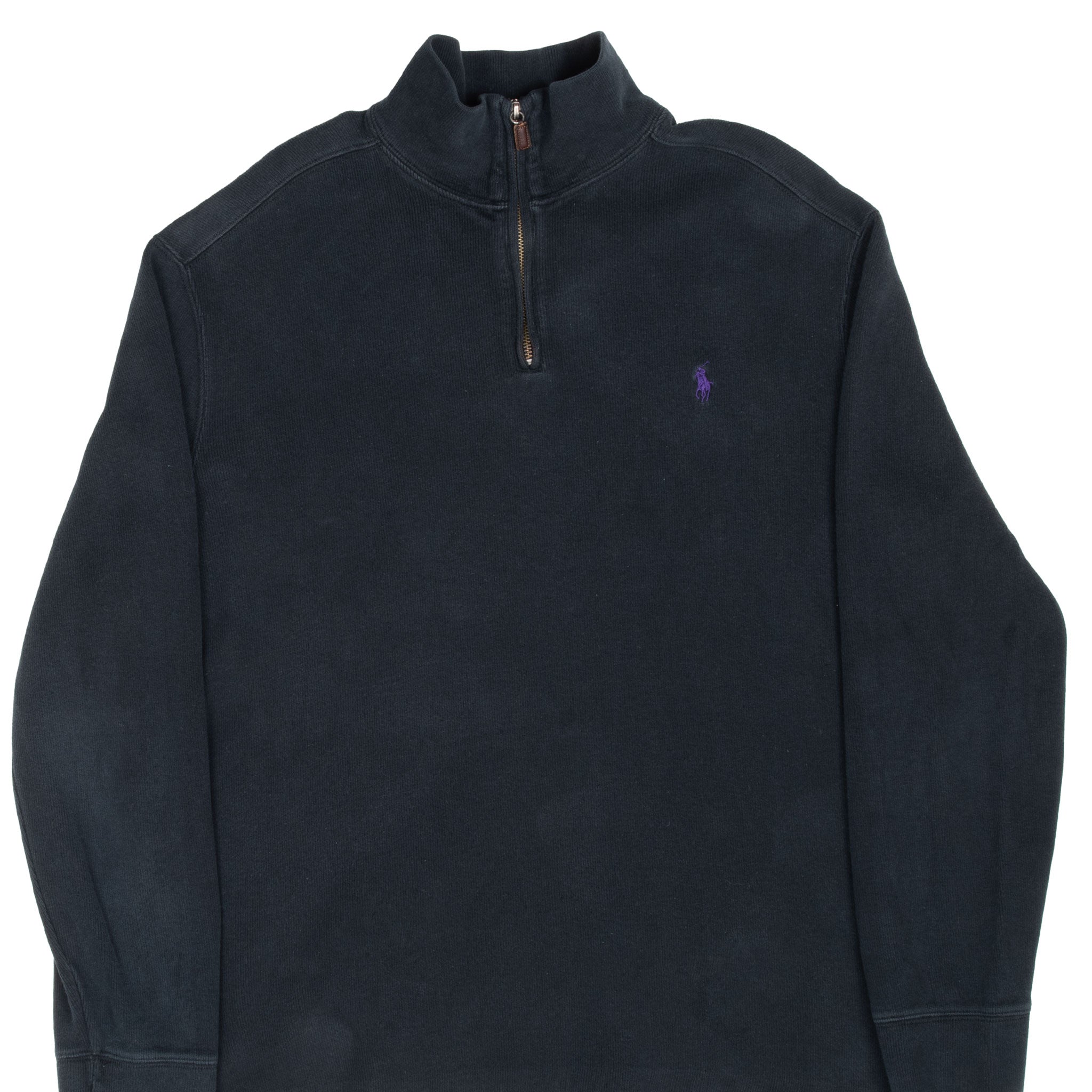 Vintage Polo Ralph Lauren Black Quarter 1/4 Zip Sweater 1990S Size Large