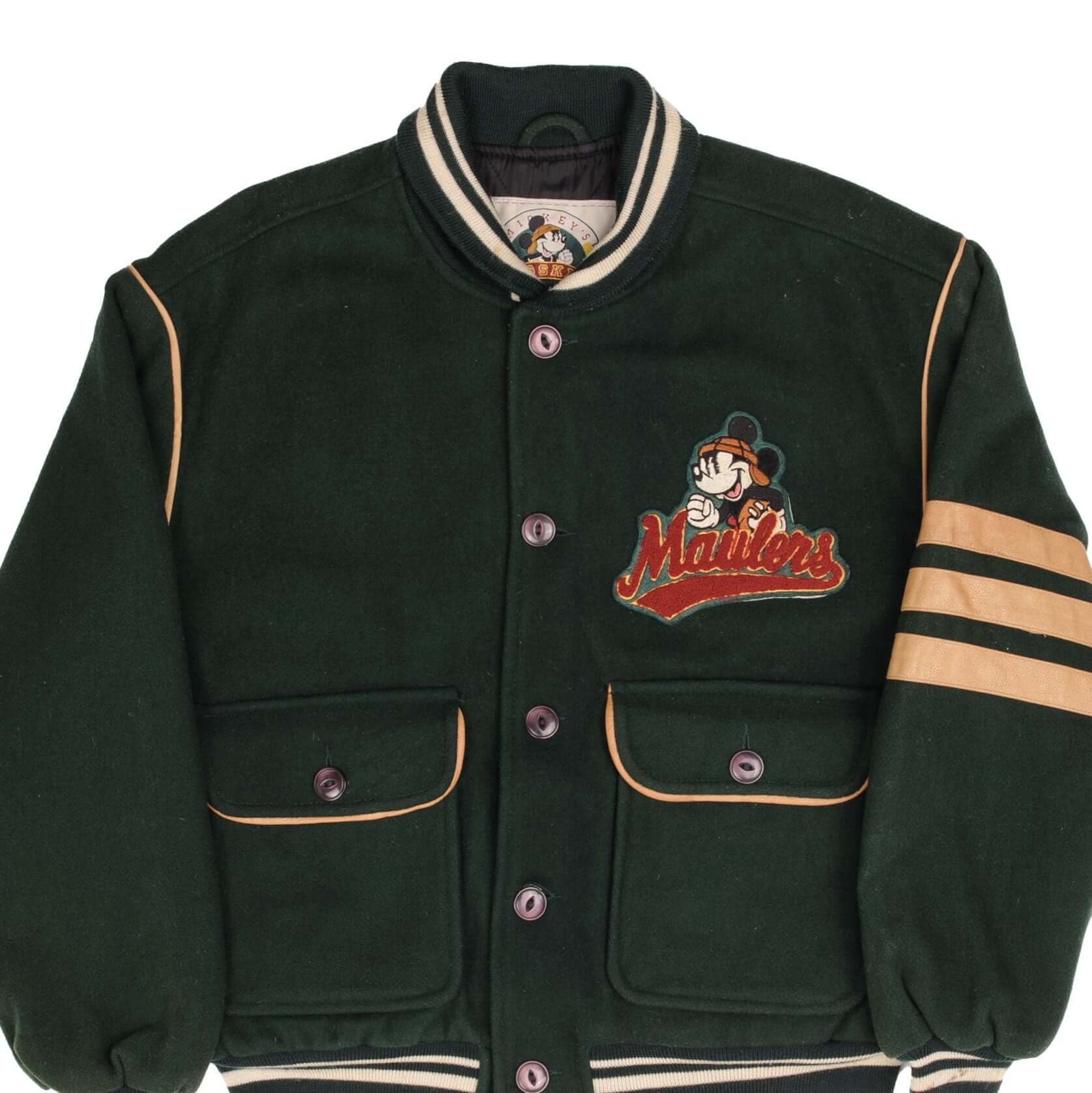 Vintage Disney Mickey Mouse Pigskin Maulers Football Wool Varsity Jacket 1990S Size Medium